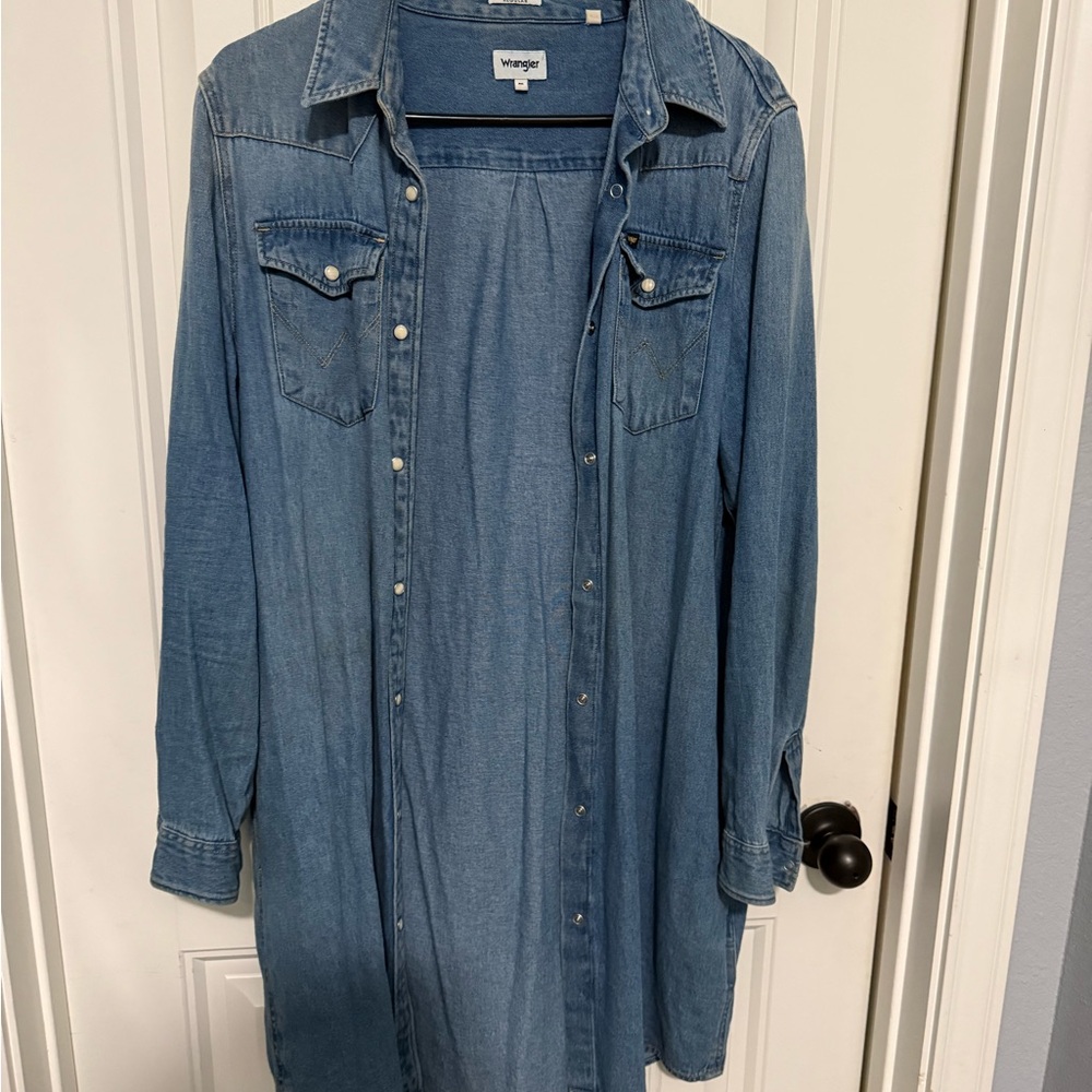 Wrangler Blue Denim Long Shirt Dress